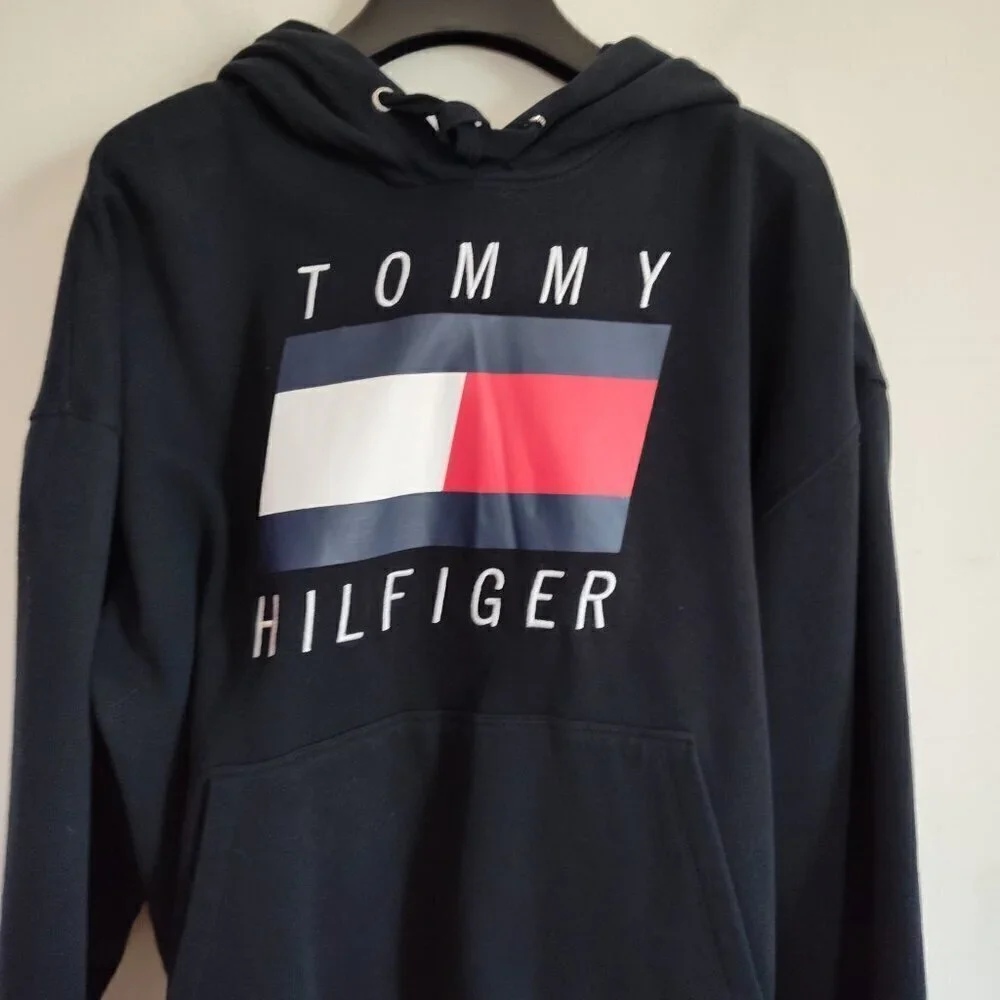 Ladies SZ XS Tommy Hilfiger Black Fleece Lined Classic Hoodie